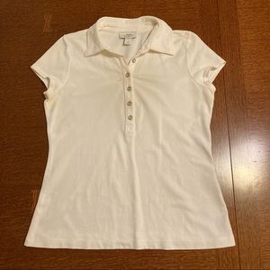 💥3/15. White cap sleeve, 3/4 buttoned tee.